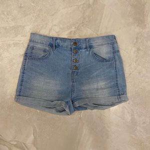 Light blue denim shorts